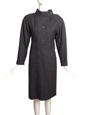 CHLOE- 1980s Grey Wool Shift Dress, Size 8