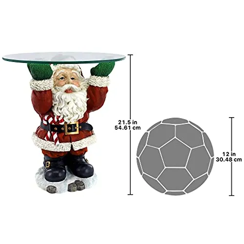 Christmas Decorations - Santa Claus Glass Topped Holiday Decor Side Table