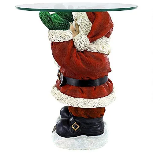 Christmas Decorations - Santa Claus Glass Topped Holiday Decor Side Table
