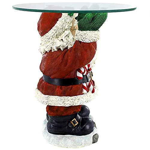 Christmas Decorations - Santa Claus Glass Topped Holiday Decor Side Table