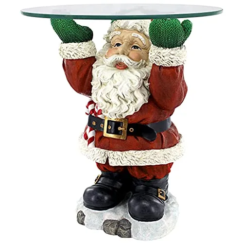 Christmas Decorations - Santa Claus Glass Topped Holiday Decor Side Table