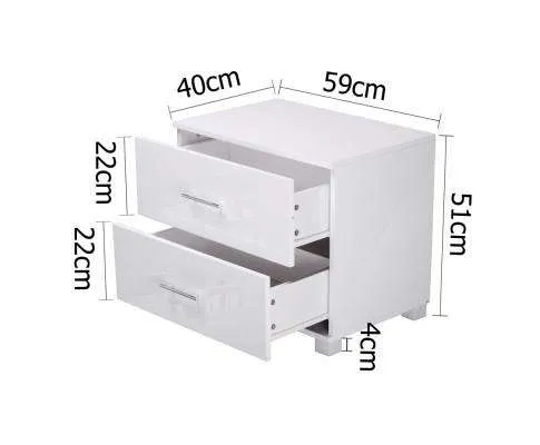 Classic High Gloss White Bedside Table