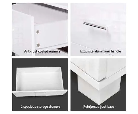 Classic High Gloss White Bedside Table