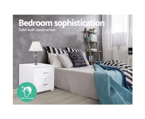 Classic High Gloss White Bedside Table