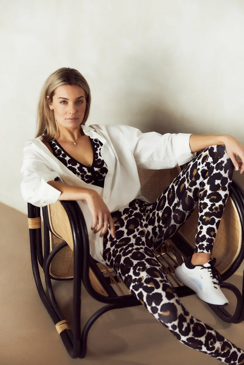 Classic Leggings High Waistband | Leopard Off White