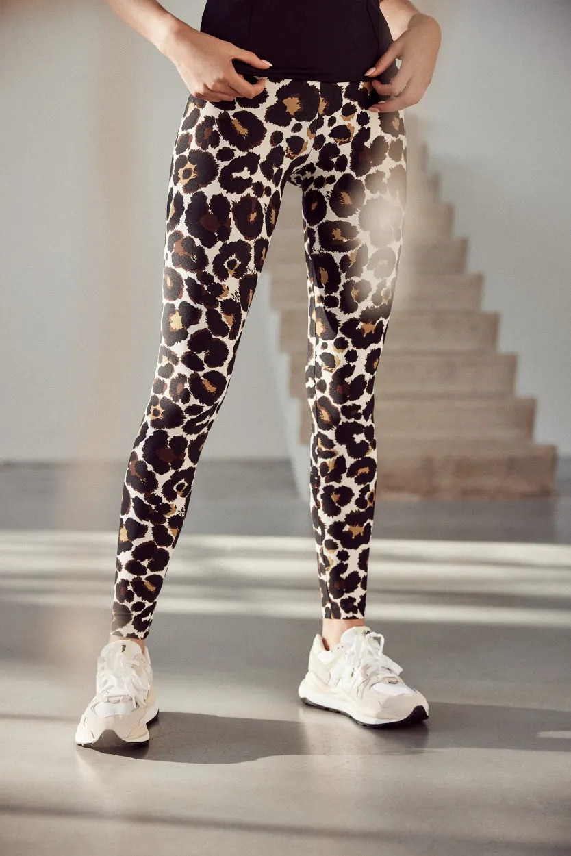Classic Leggings High Waistband | Leopard Off White