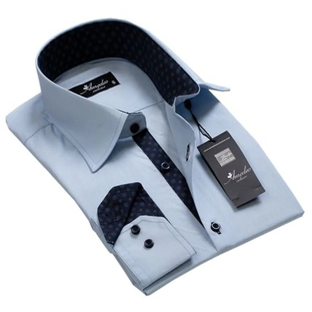 Classy Light Blue Mens Slim Fit Designer Dress Shirt - tailored Cotton Shirts for Work and Casual