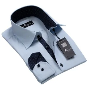 Classy Light Blue Mens Slim Fit Designer Dress Shirt - tailored Cotton Shirts for Work and Casual