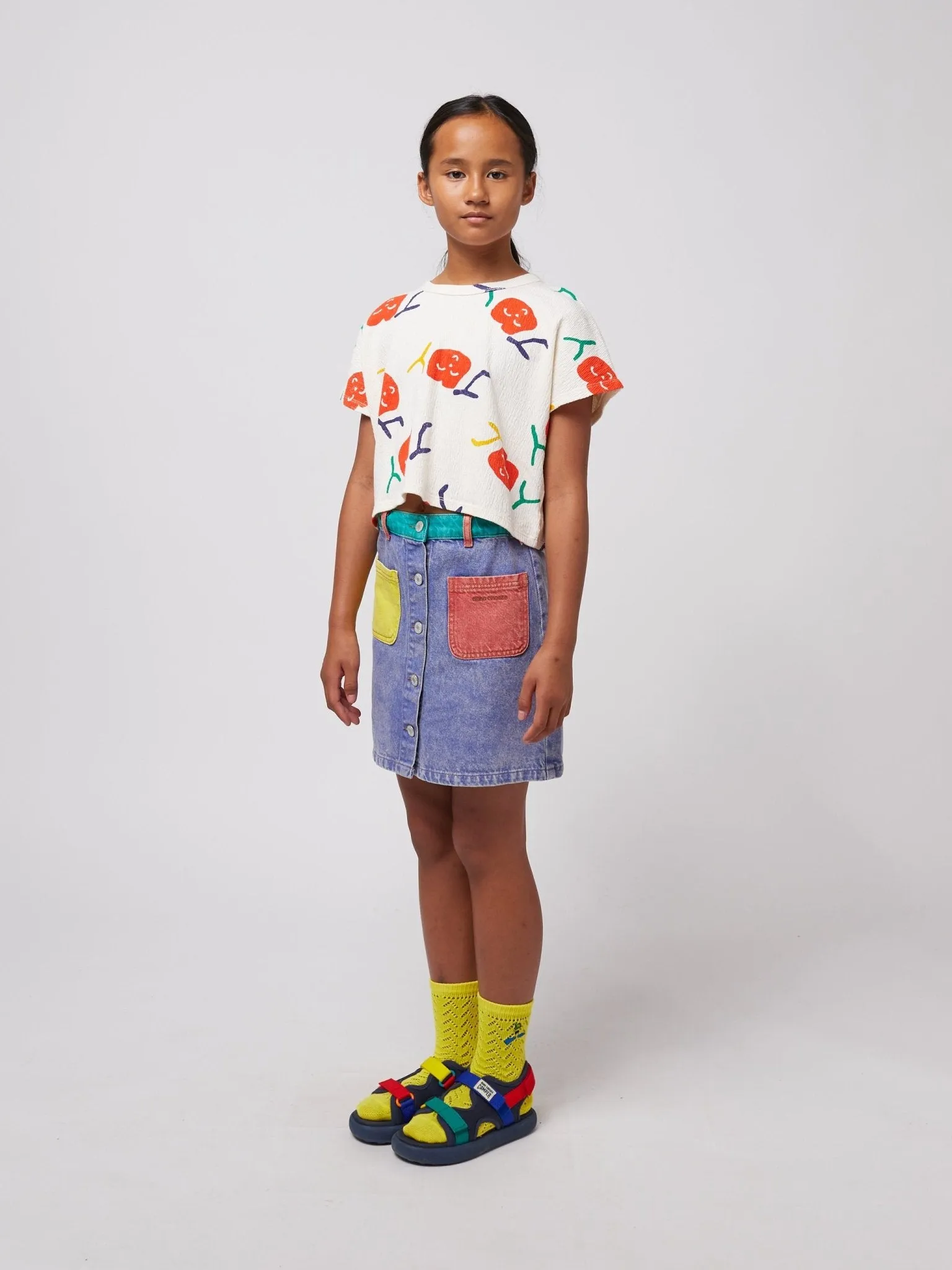 Colour Block Denim Skirt by Bobo Choses