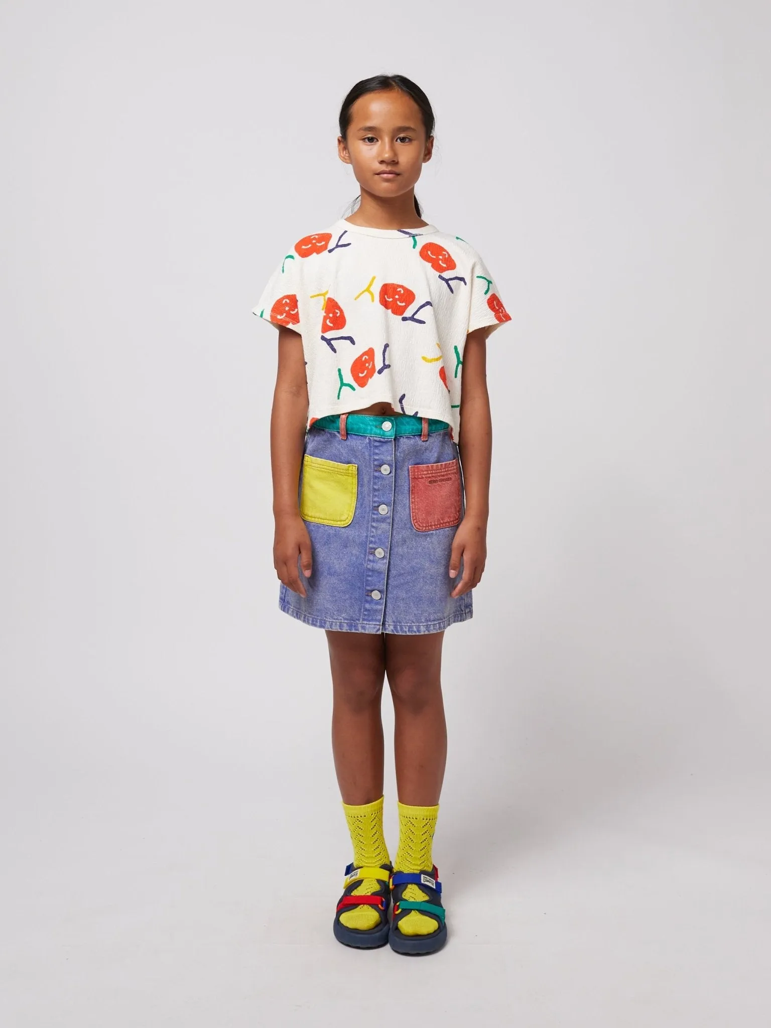 Colour Block Denim Skirt by Bobo Choses