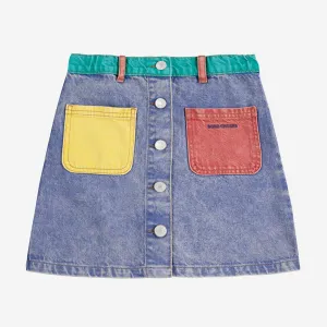 Colour Block Denim Skirt by Bobo Choses