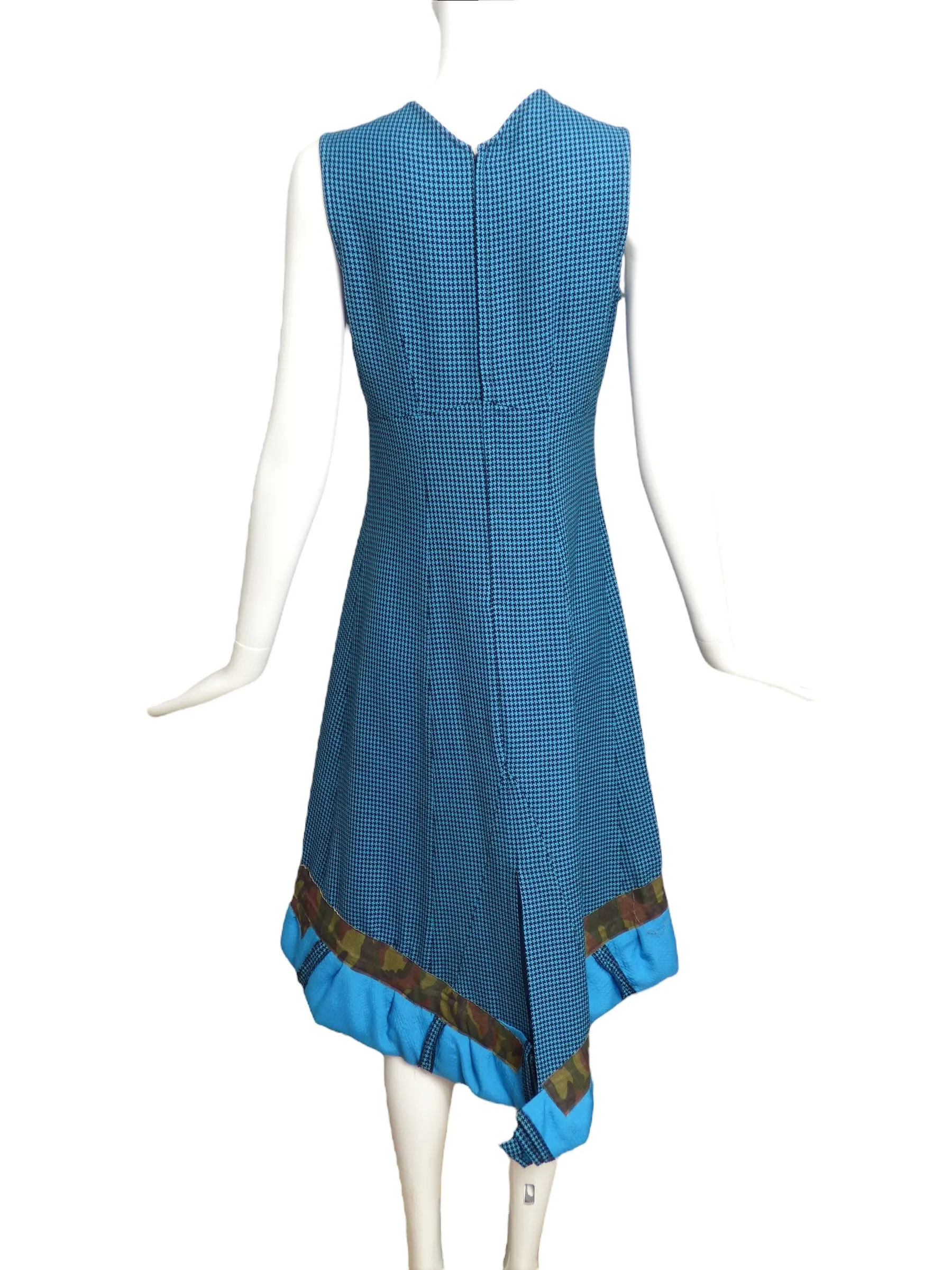 COMME DES GARCONS- 2000 Blue Houndstooth Dress, Size 6