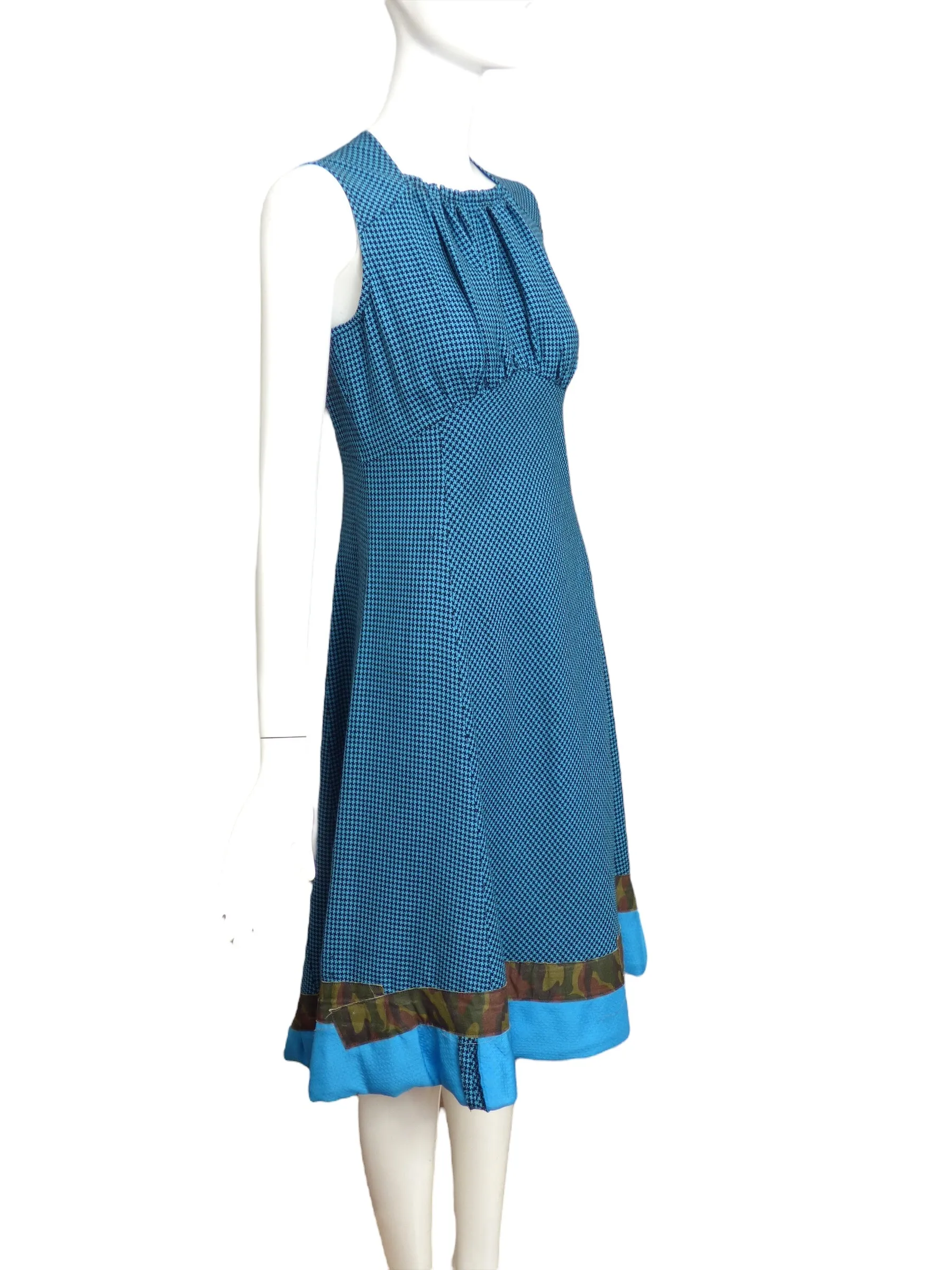 COMME DES GARCONS- 2000 Blue Houndstooth Dress, Size 6