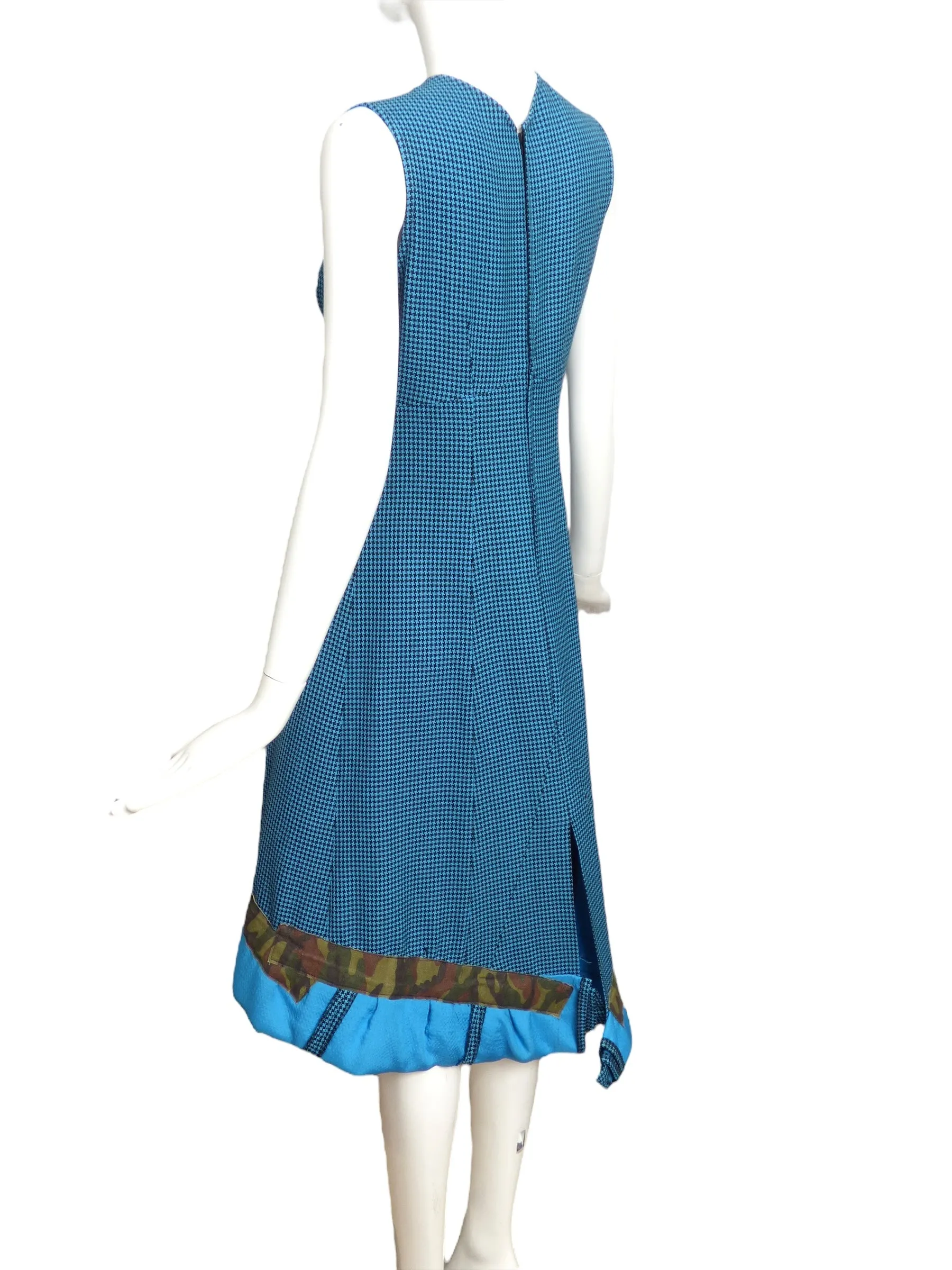 COMME DES GARCONS- 2000 Blue Houndstooth Dress, Size 6