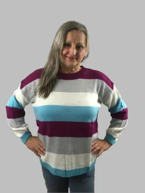 Crewneck Long Sleeve Striped Sweater Top