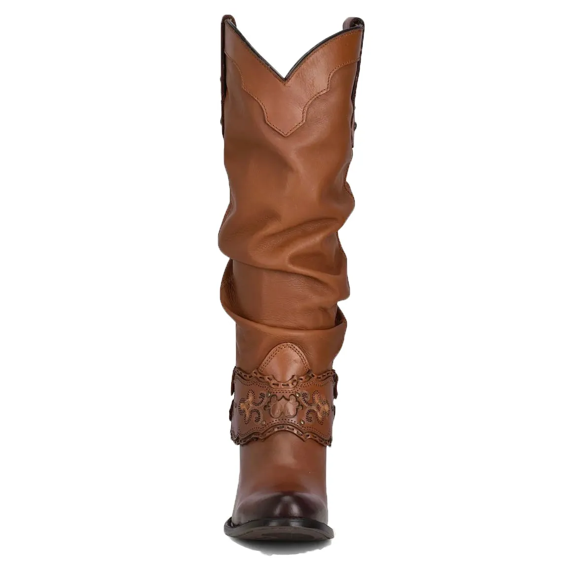 Cuadra Engraved Honey Leather Tall Boot