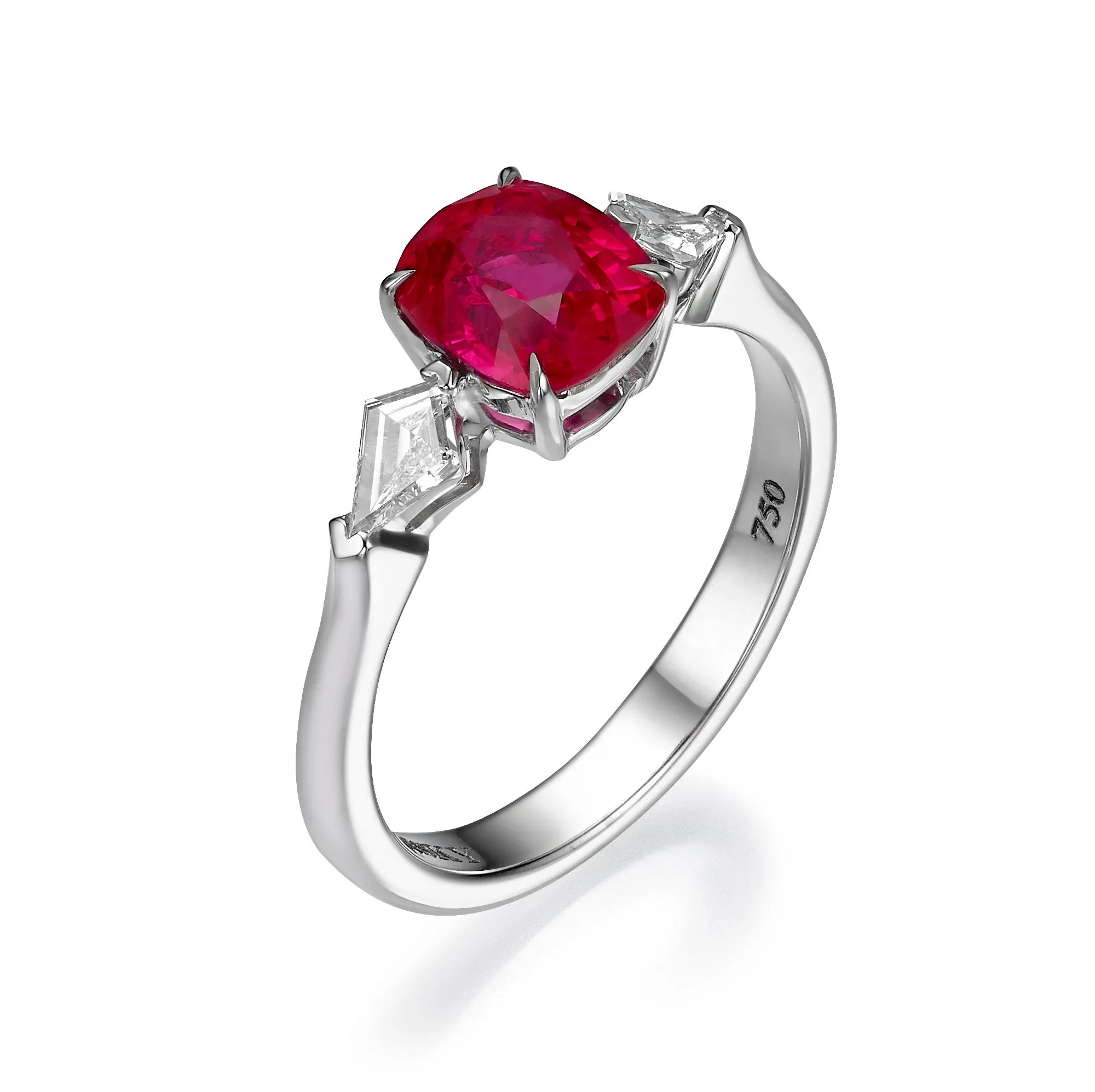 Cushion Cut Natural Ruby Ring - 2.4 Carat