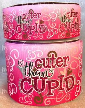 Cuter Than Cupid Valentine's Day USDR Grosgrain Ribbon - 1.5" - 3" - Pink Ombre