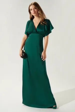 Darling Flutter Sleeve Cut Out Satin Maxi Dress SUGARLIPS