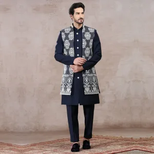 Deep Blue Abyss Indo-Western with Designer Jacket
