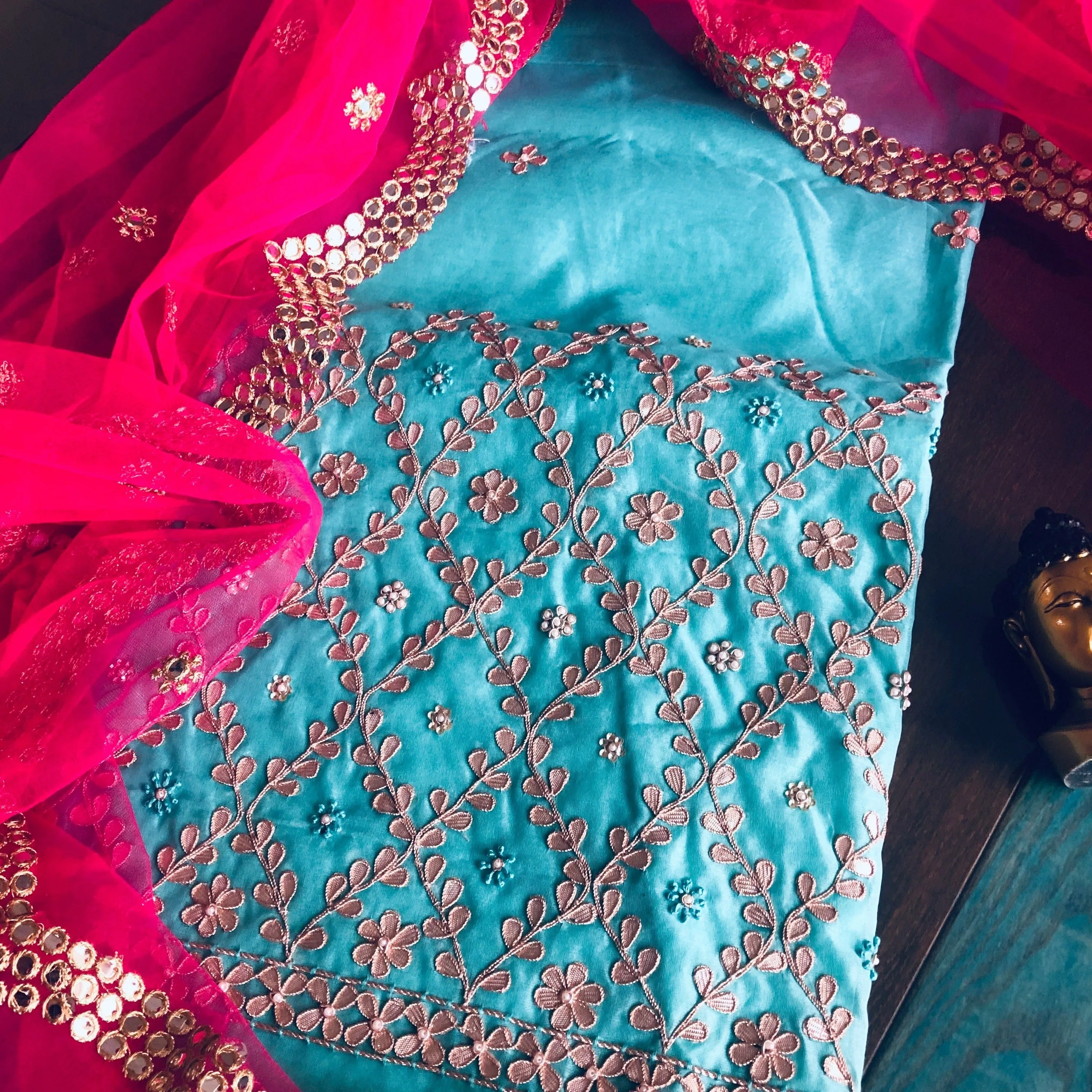 Designer Gota Patti Salwar Suit With Net Dupatta