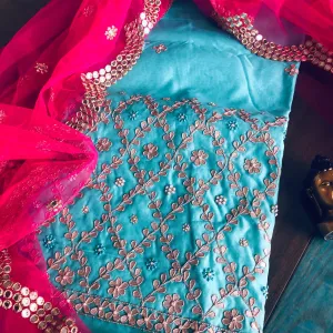 Designer Gota Patti Salwar Suit With Net Dupatta