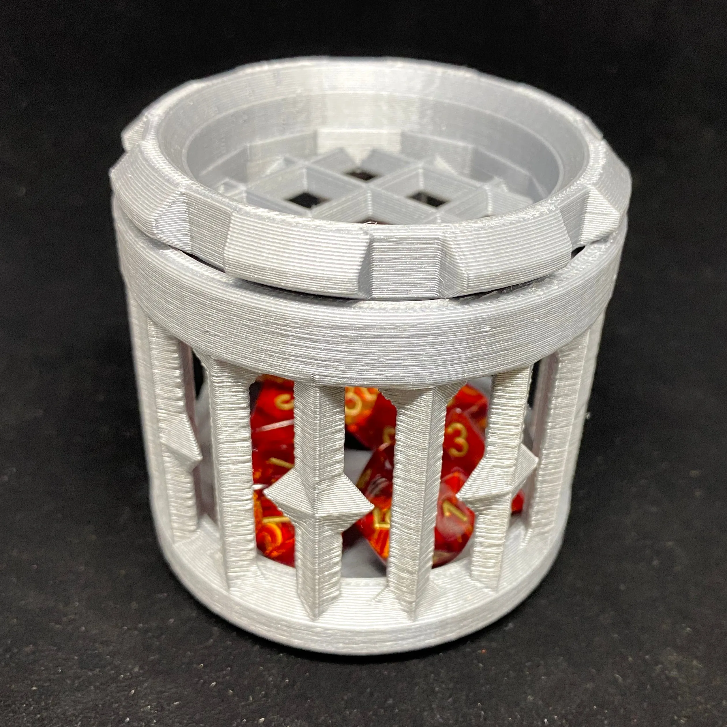 Dice Cages / Prisons / Jails / Cups for Dice Collectors - Round with Screw Cap - 3 Sizes: 2 to 12 Dice - Dungeons and Dragons - 3D Printed
