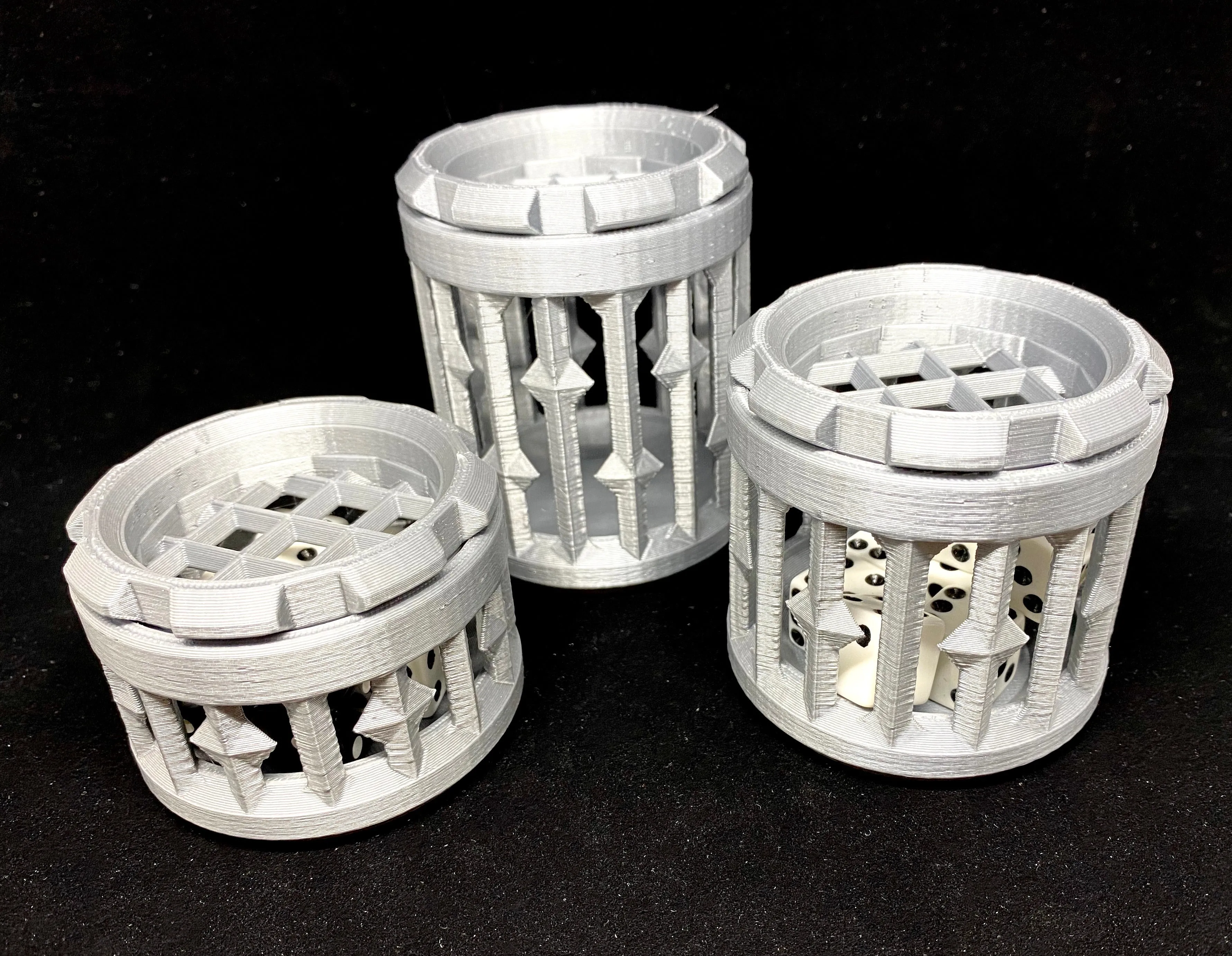 Dice Cages / Prisons / Jails / Cups for Dice Collectors - Round with Screw Cap - 3 Sizes: 2 to 12 Dice - Dungeons and Dragons - 3D Printed