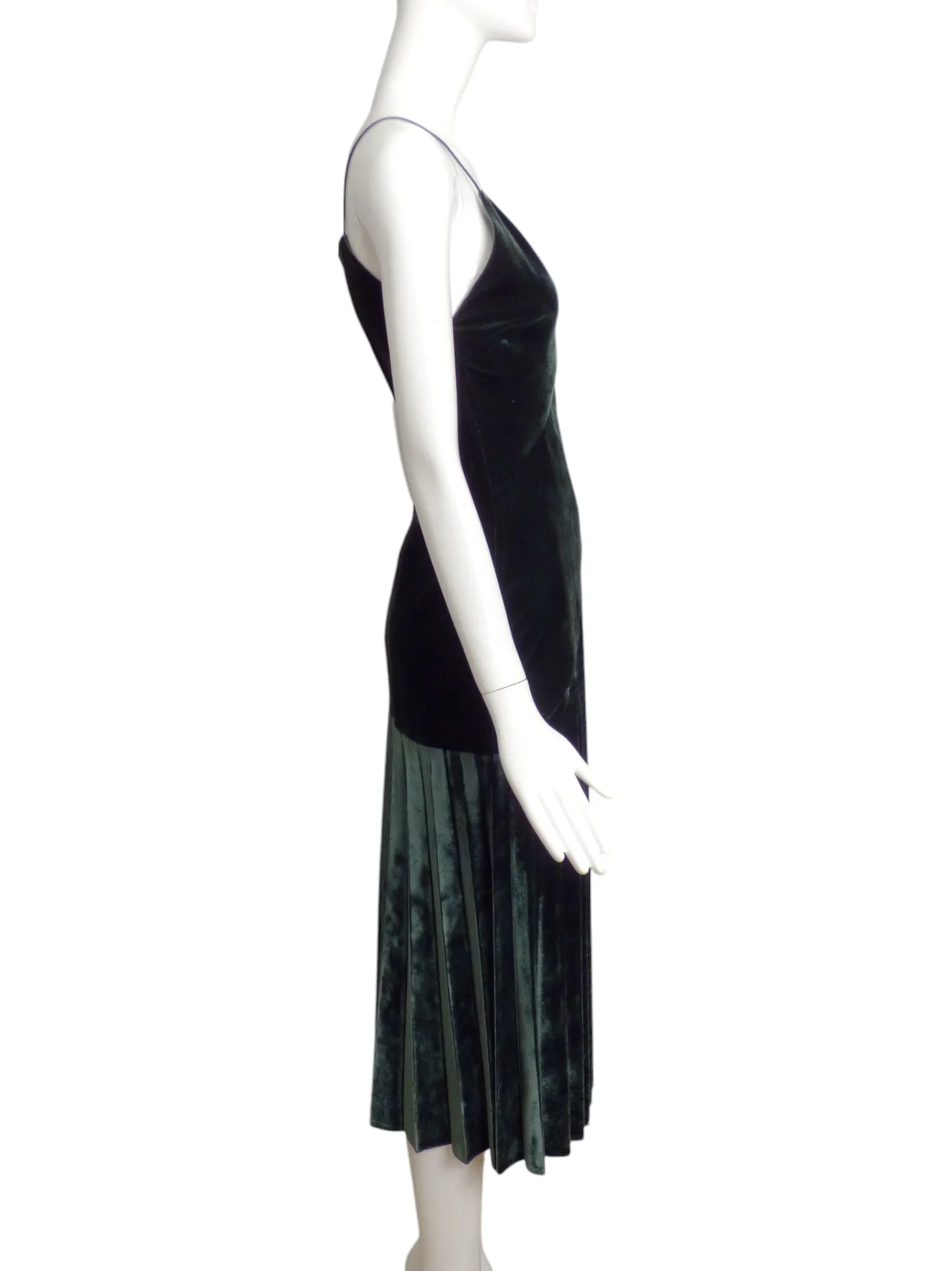 DION LEE- NWT Green Pleated Velvet Maxi Dress, Size 4