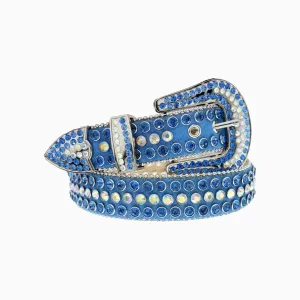 Dna Belt - Blue Horse Hair With Blue And Multi Stones