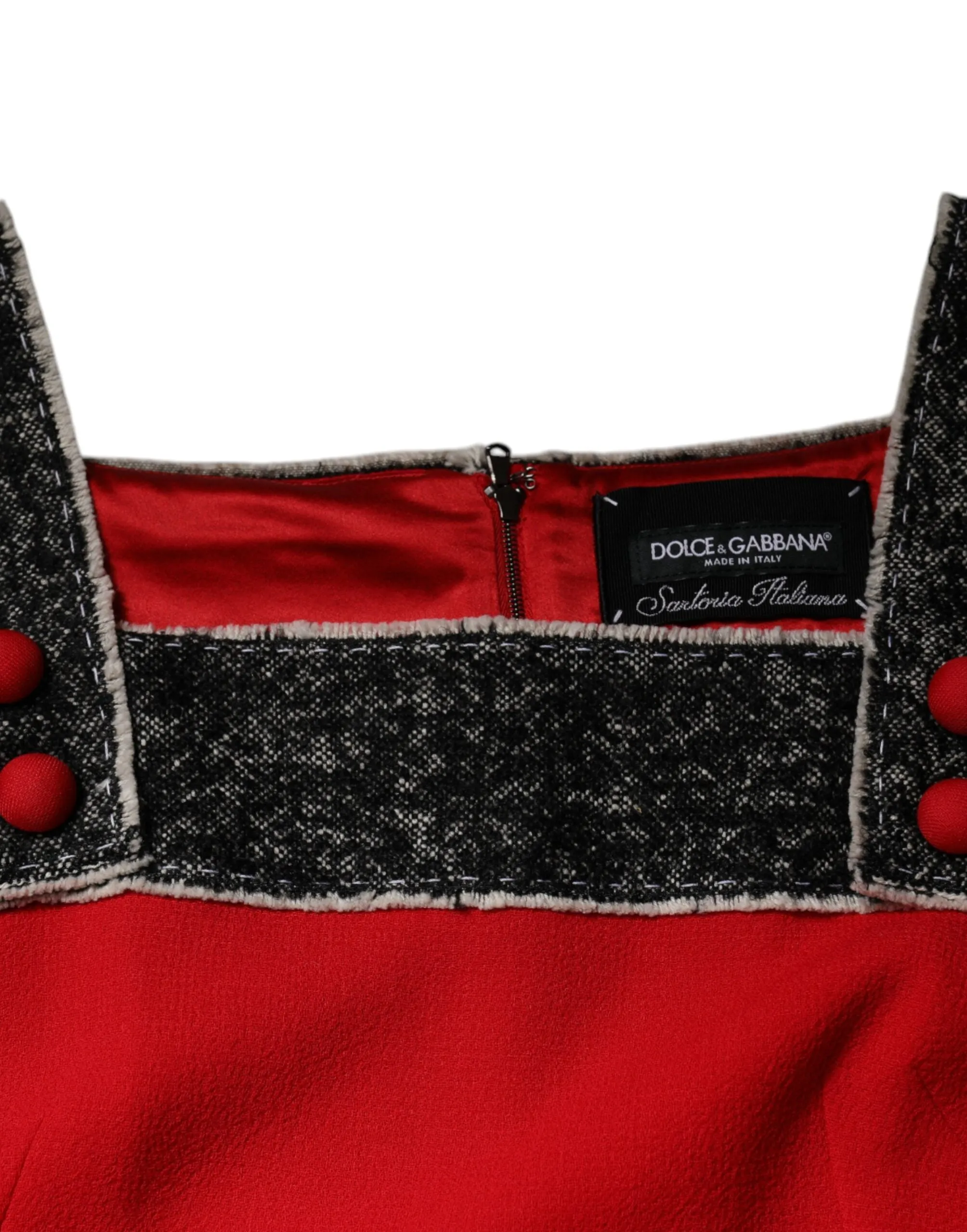 Dolce&Gabbana Women Red Dress Wool Blend Lined A-Line Mini Bodycon Wrap Sz IT 44