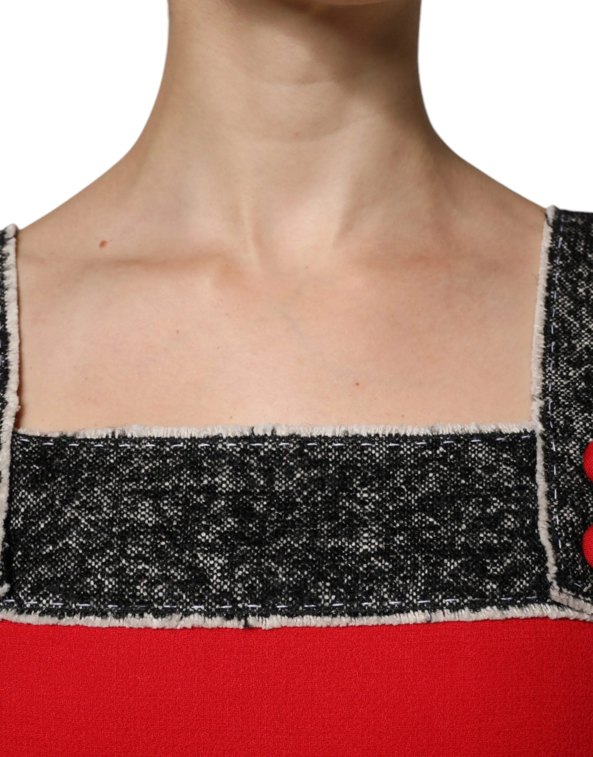 Dolce&Gabbana Women Red Dress Wool Blend Lined A-Line Mini Bodycon Wrap Sz IT 44