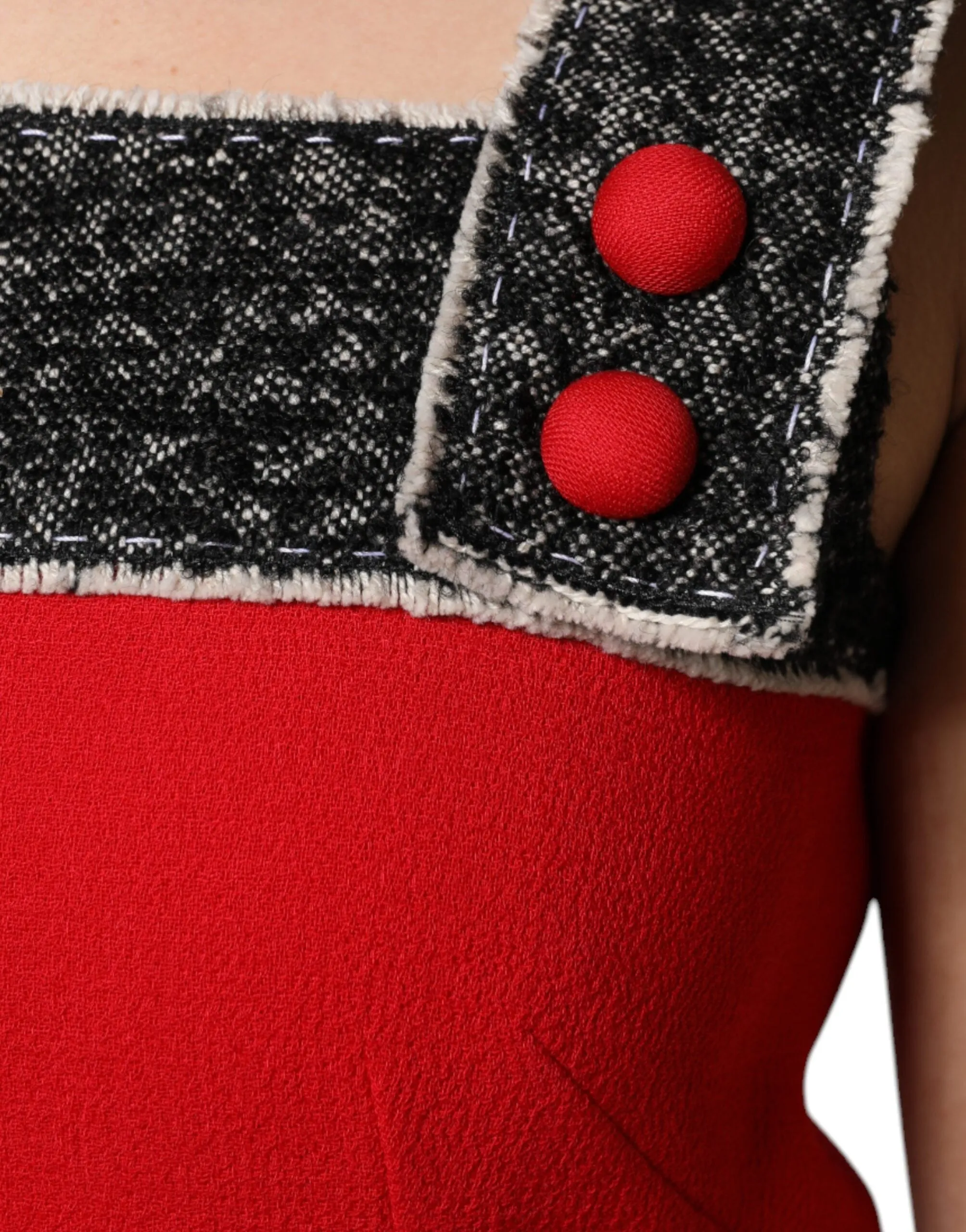Dolce&Gabbana Women Red Dress Wool Blend Lined A-Line Mini Bodycon Wrap Sz IT 44