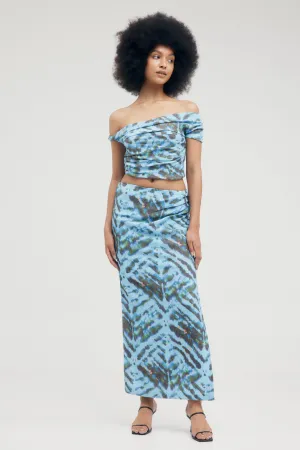 ELECTRIC TUCKED MAXI SKIRT | TIE DYE
