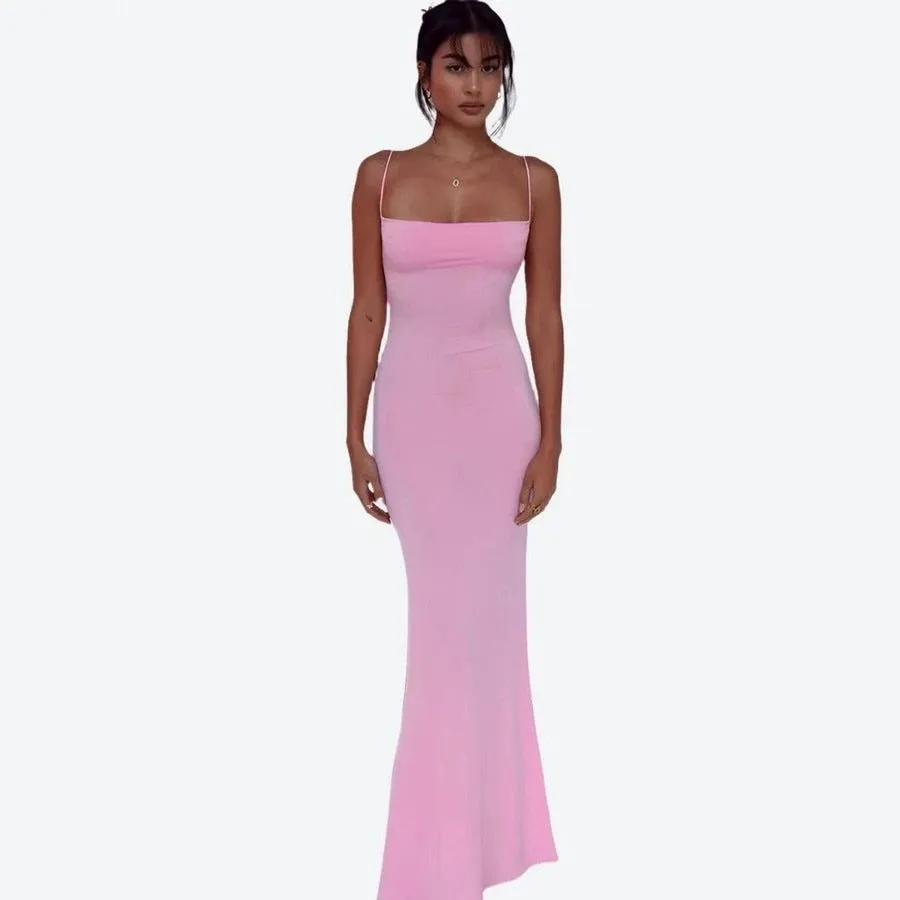 Elegant Backless Slim-Fit Maxi Dresses