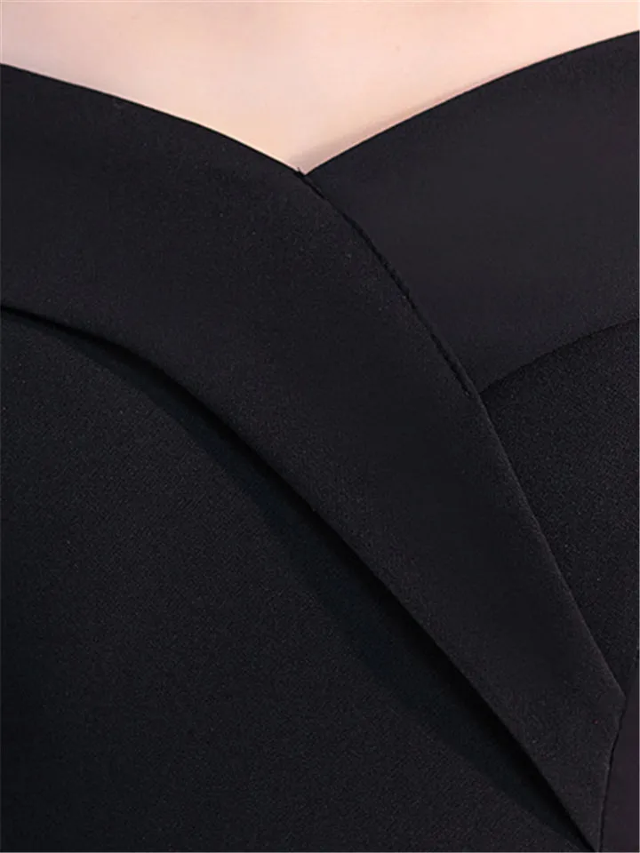 Elegant Sexy Off Shoulder Design Solid Color Full Length Evening Dresses