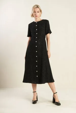 Elegant Tweed Midi Dress