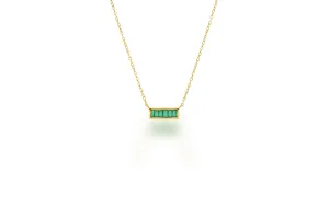 Emerald baguette bar necklace