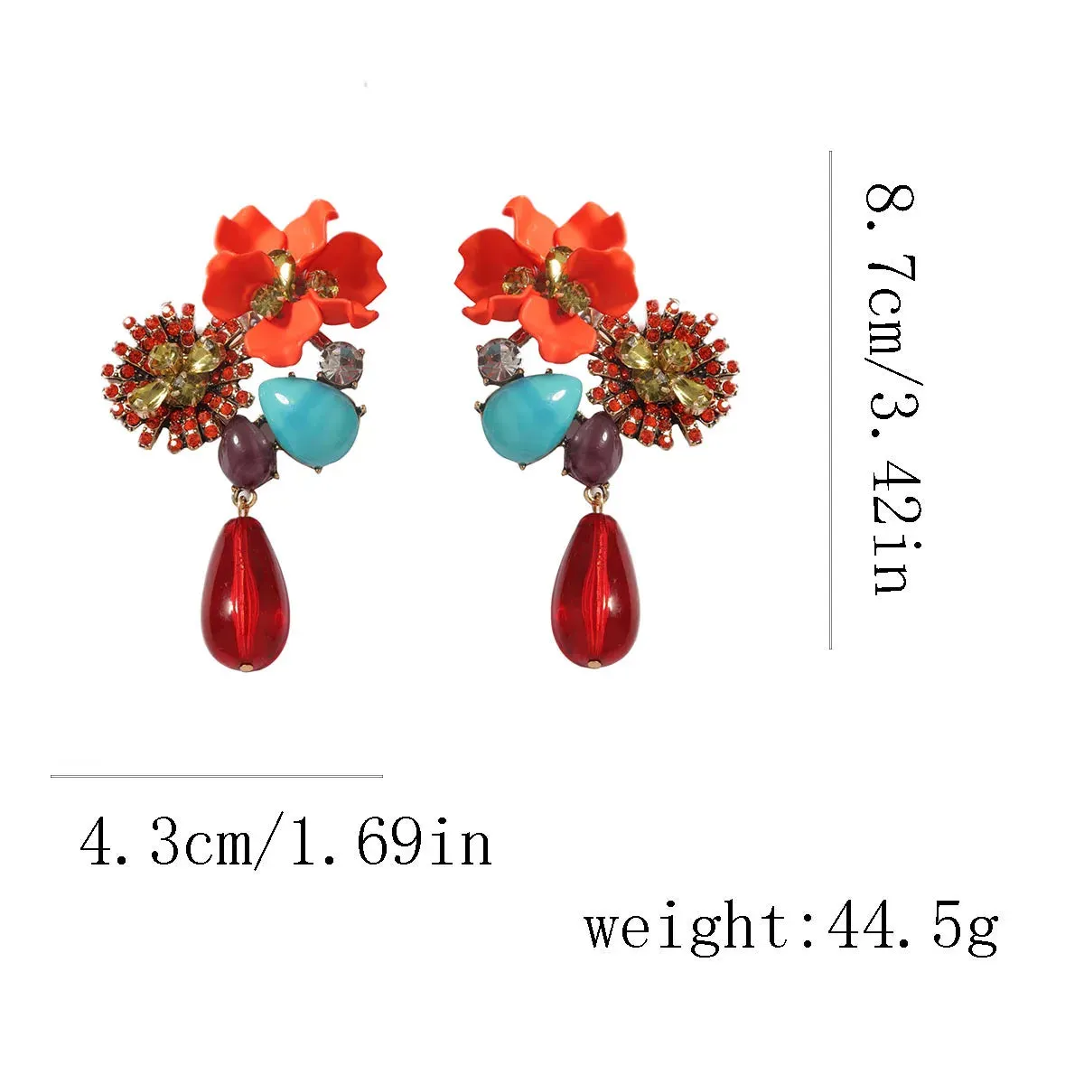 Exaggerated Resin Flower Drop Earrings