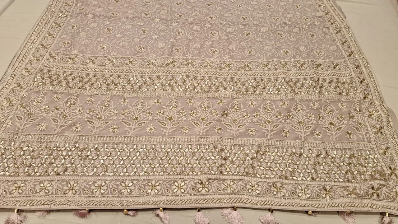 Exclusive Chikankari Georgette Fabric With Gota Patti Hand Work Saree