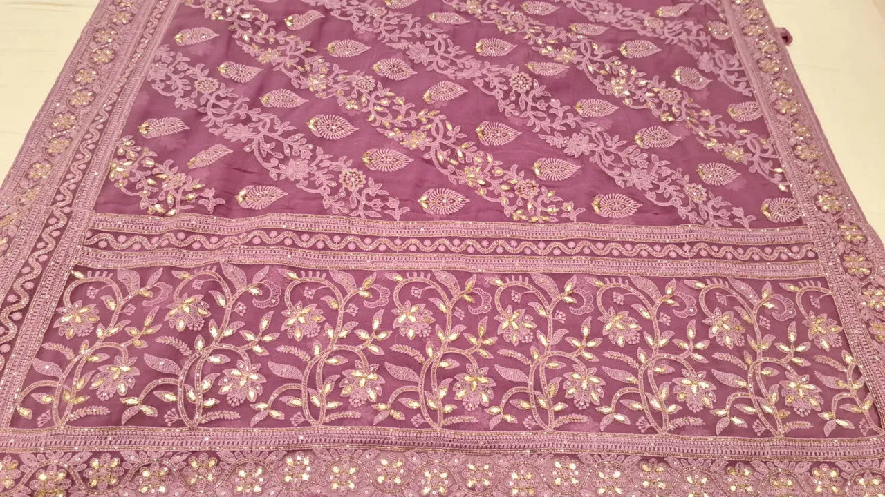 Exclusive Chikankari Georgette Fabric With Gota Patti Hand Work Saree