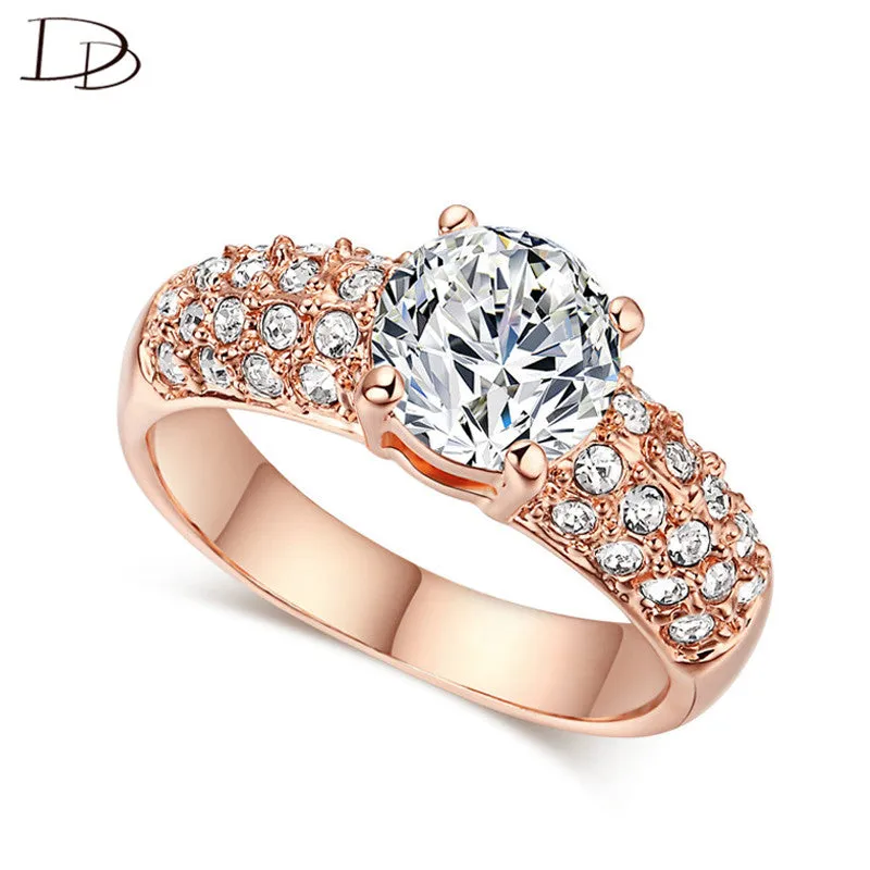 exquisite rose gold color rings for women chic aaa zircon jewelry wedding engagement jewellery bague anillos wholesale KR003