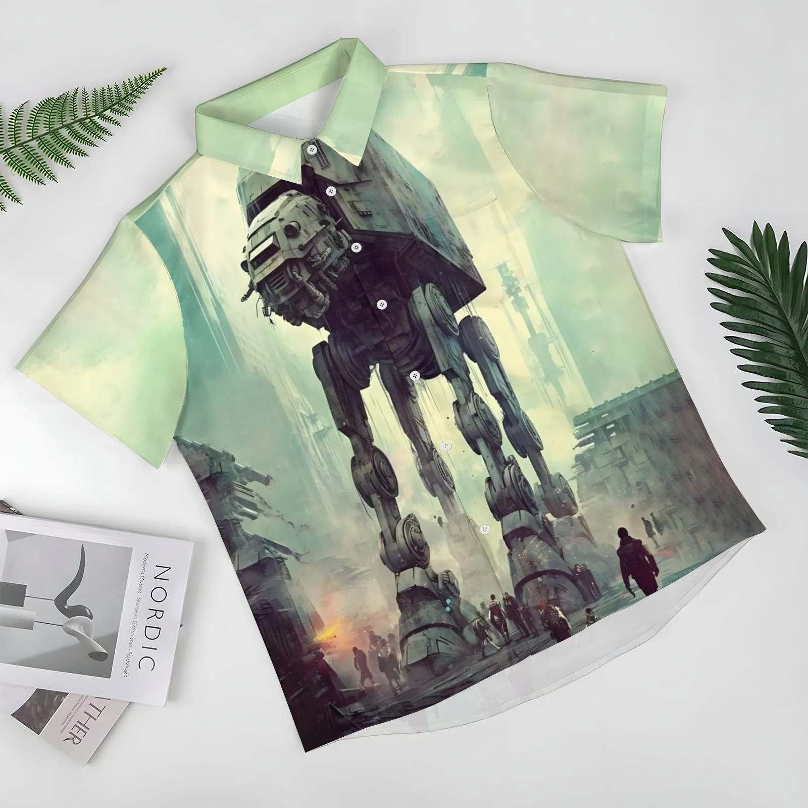 Eye-Catching Giant Armored Walker Personalized Print Hawaiian Short Sleeve Shirt 2404001792