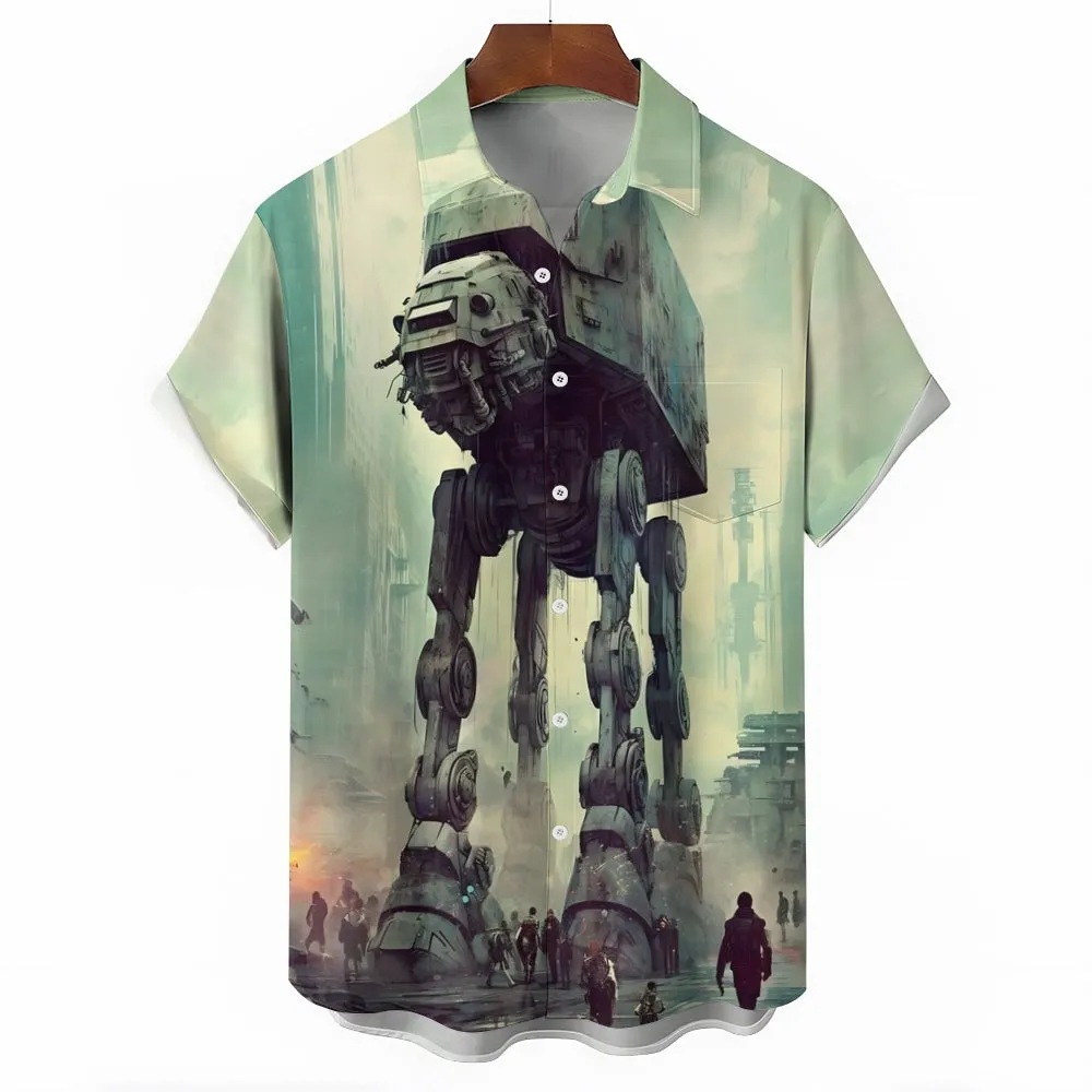 Eye-Catching Giant Armored Walker Personalized Print Hawaiian Short Sleeve Shirt 2404001792