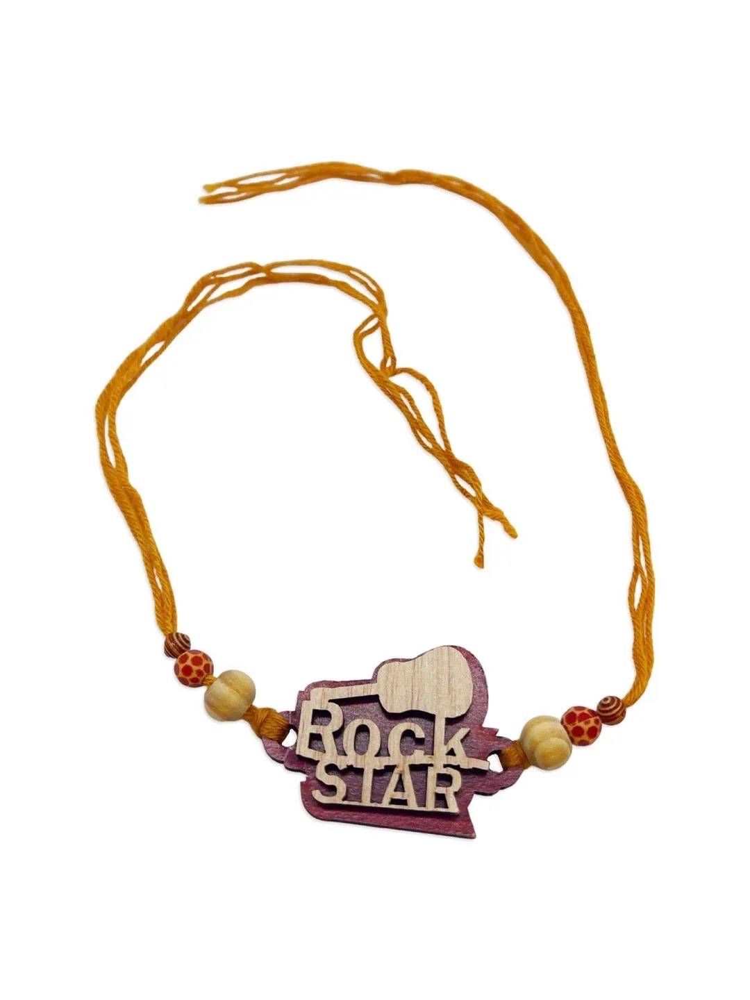 Fancy Designer Rockstar MDF Wooden Rakhi With Beads Thread Rakhi For Raksha Bandhan
