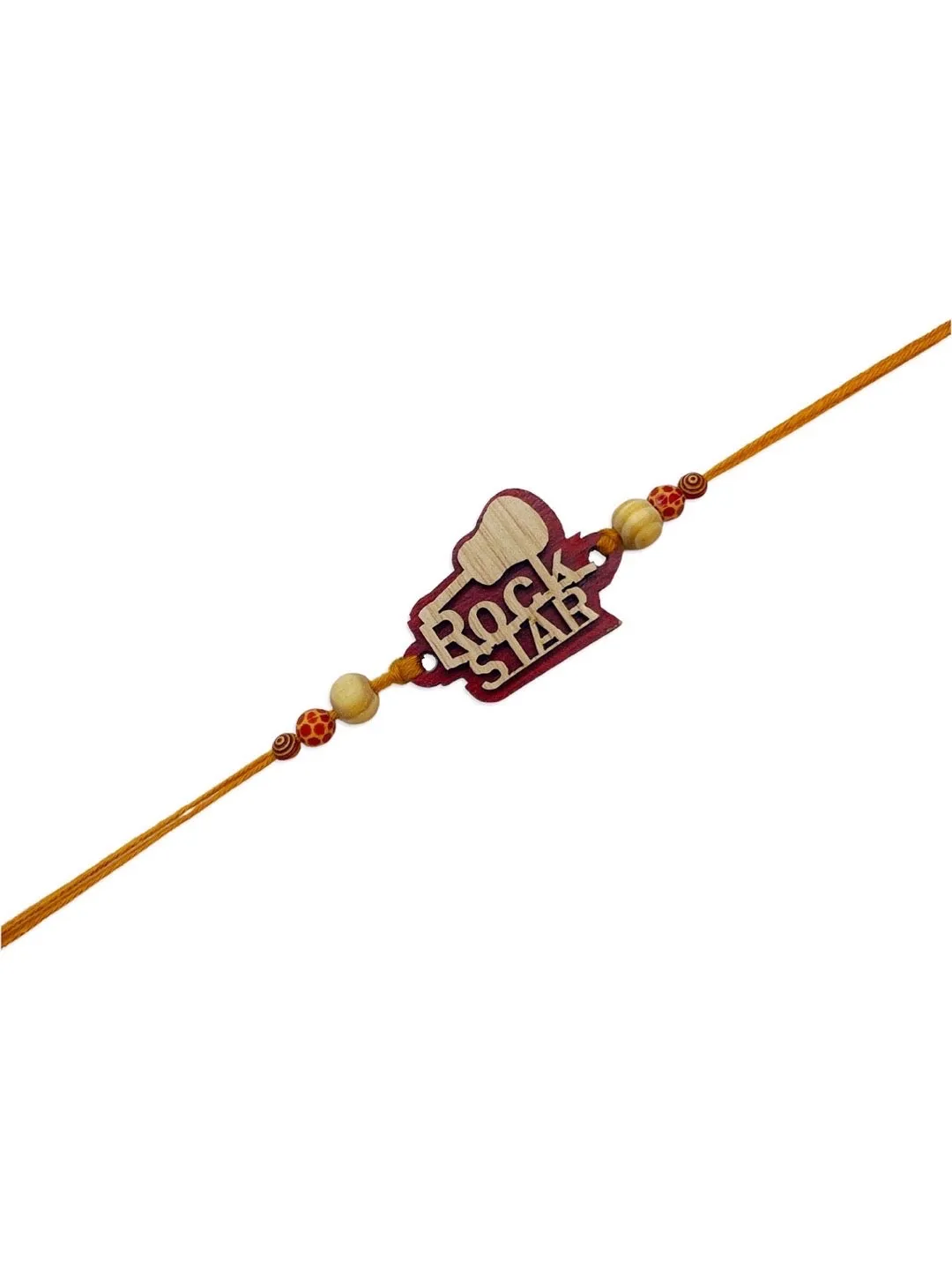 Fancy Designer Rockstar MDF Wooden Rakhi With Beads Thread Rakhi For Raksha Bandhan