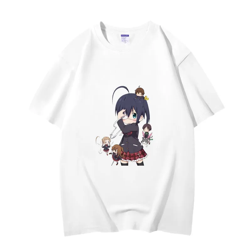 Fashion Anime Chuunibyou demo koi ga shitai Takanashi Rikka 230g GSM Hipster Style Oversized Cotton T-shirt