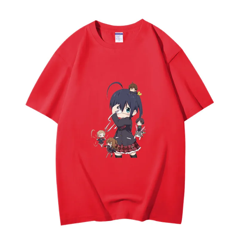 Fashion Anime Chuunibyou demo koi ga shitai Takanashi Rikka 230g GSM Hipster Style Oversized Cotton T-shirt