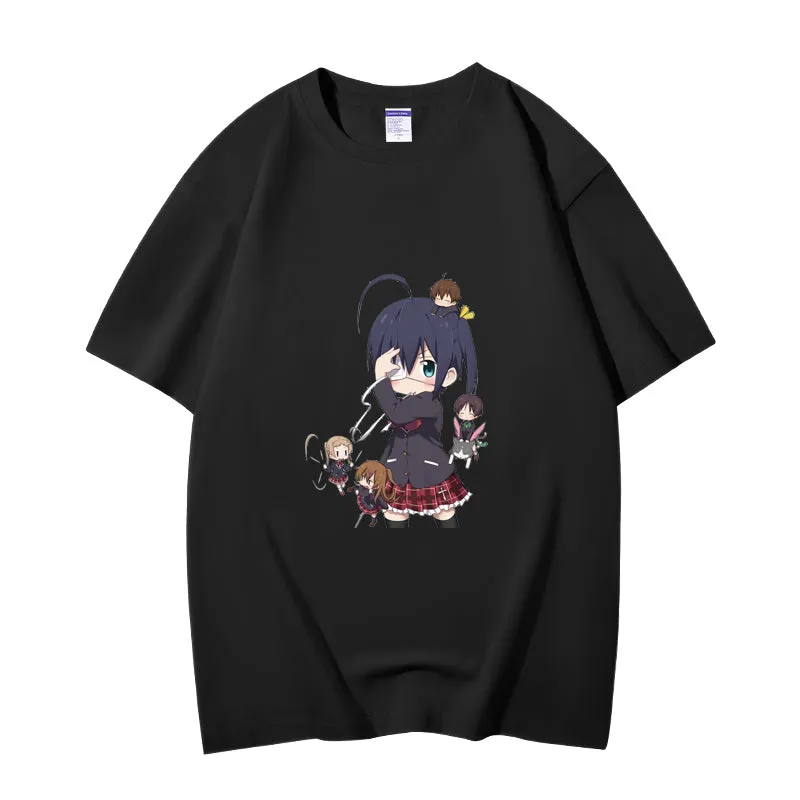 Fashion Anime Chuunibyou demo koi ga shitai Takanashi Rikka 230g GSM Hipster Style Oversized Cotton T-shirt