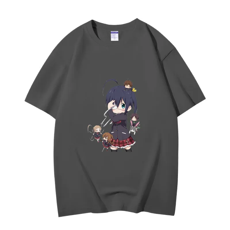 Fashion Anime Chuunibyou demo koi ga shitai Takanashi Rikka 230g GSM Hipster Style Oversized Cotton T-shirt
